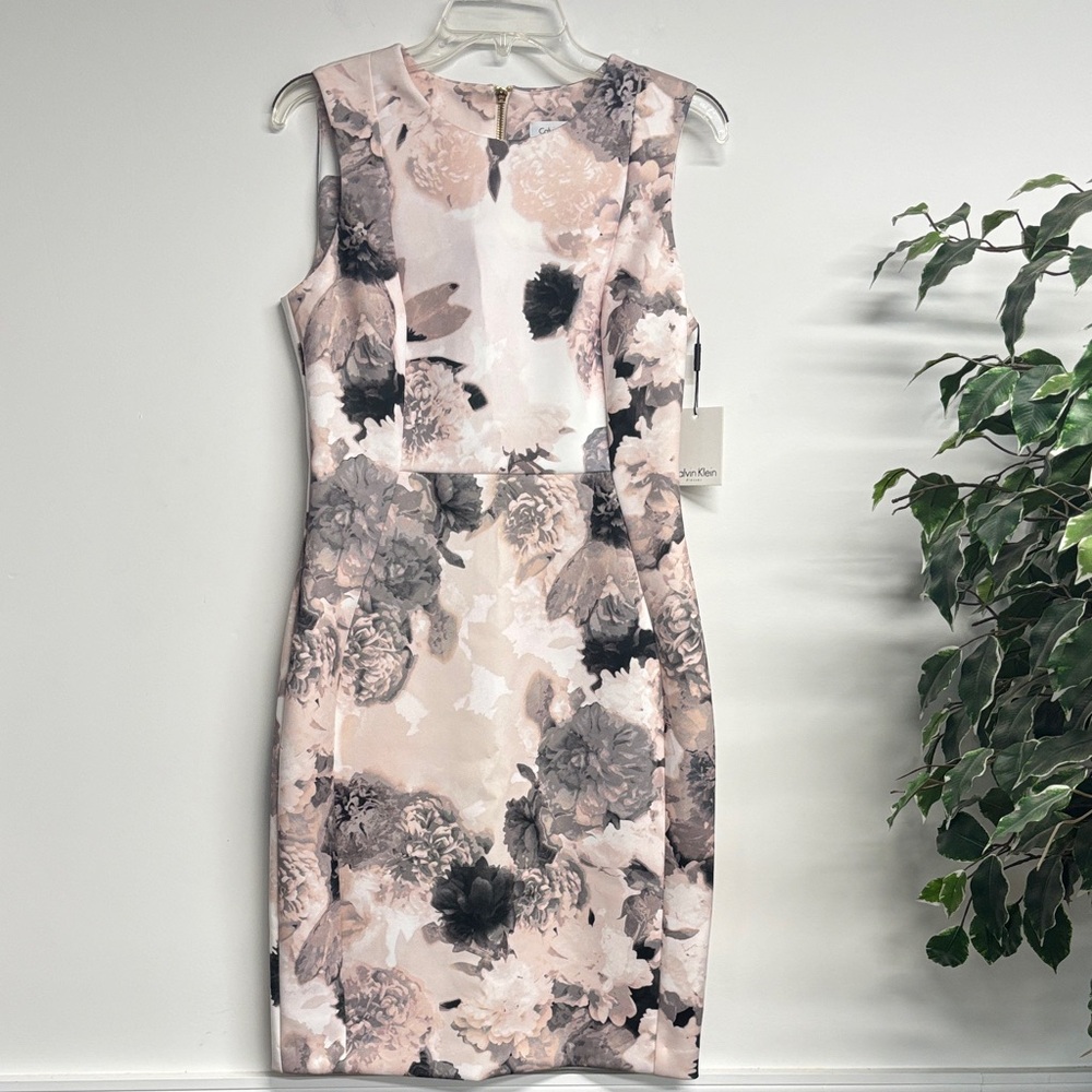 Calvin Klein Floral Midi Dress - Pink and Gray